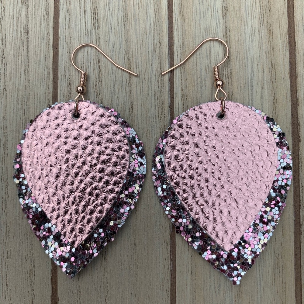 New! | Handmade Faux Leather Earrings Double